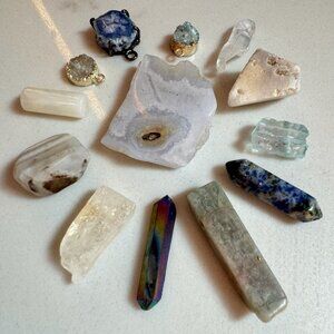 Natural Stone and Crystal Pendant Lot